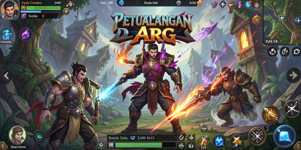 Screenshot gameplay menunjukkan pertempuran epik dalam 34R.