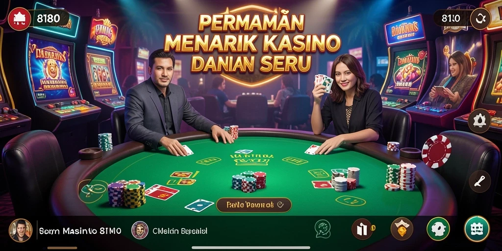 Tampilan gameplay penuh warna dengan berbagai pilihan permainan Kasino.