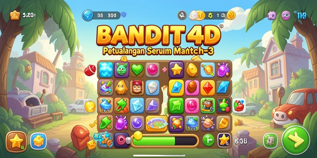 Tangkapan layar gameplay BANDIT4D menampilkan momen mencocokkan objek.