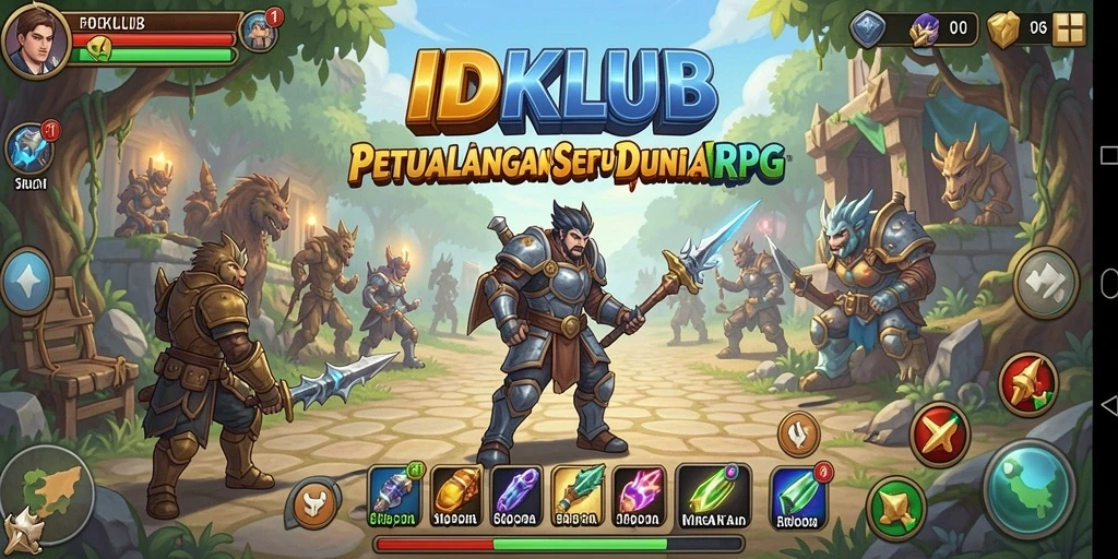 Tangkapan layar menampilkan aksi seru dalam game RPG IDKLUB.