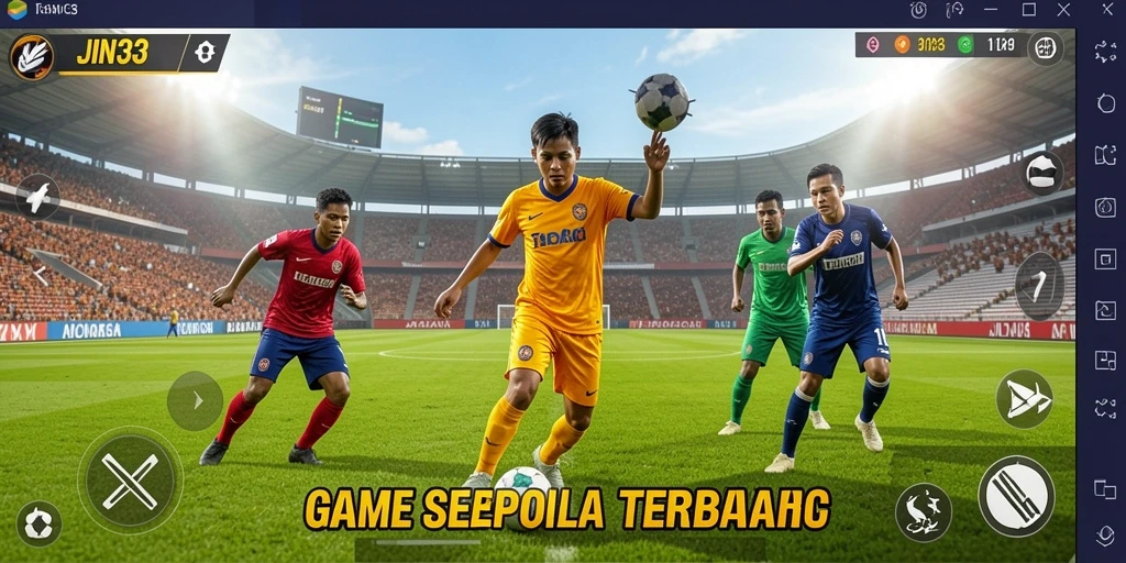 Tangkapan layar utama JIN33 menampilkan aksi seru dalam permainan sepak bola.