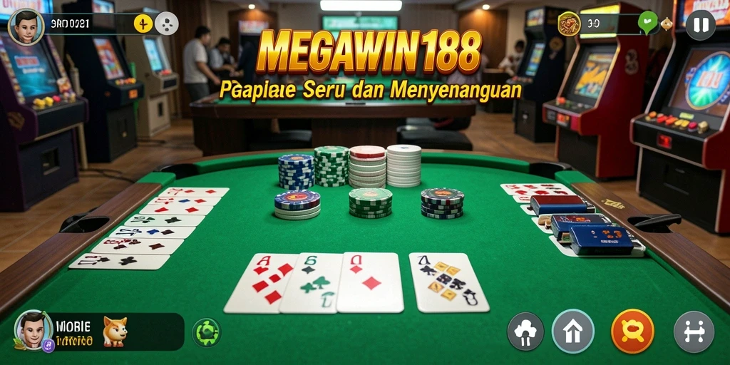 Screenshot utama MEGAWIN188 menampilkan gameplay seru dan kompetisi Gaple.