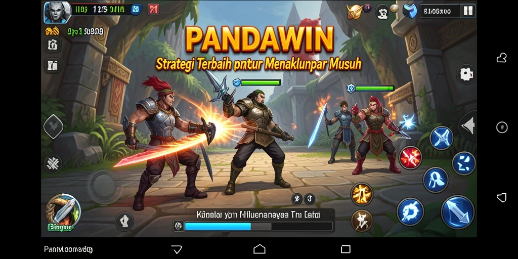Screenshot utama menunjukkan pertempuran mendebarkan dalam PANDAWIN.