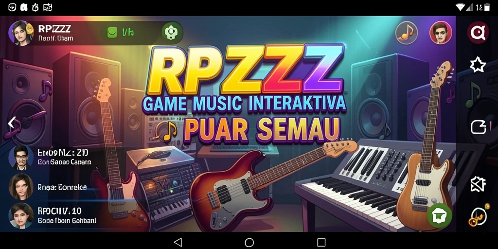 Tampilan menarik dari gameplay interaktif RPZZZ dengan berbagai genre musik.